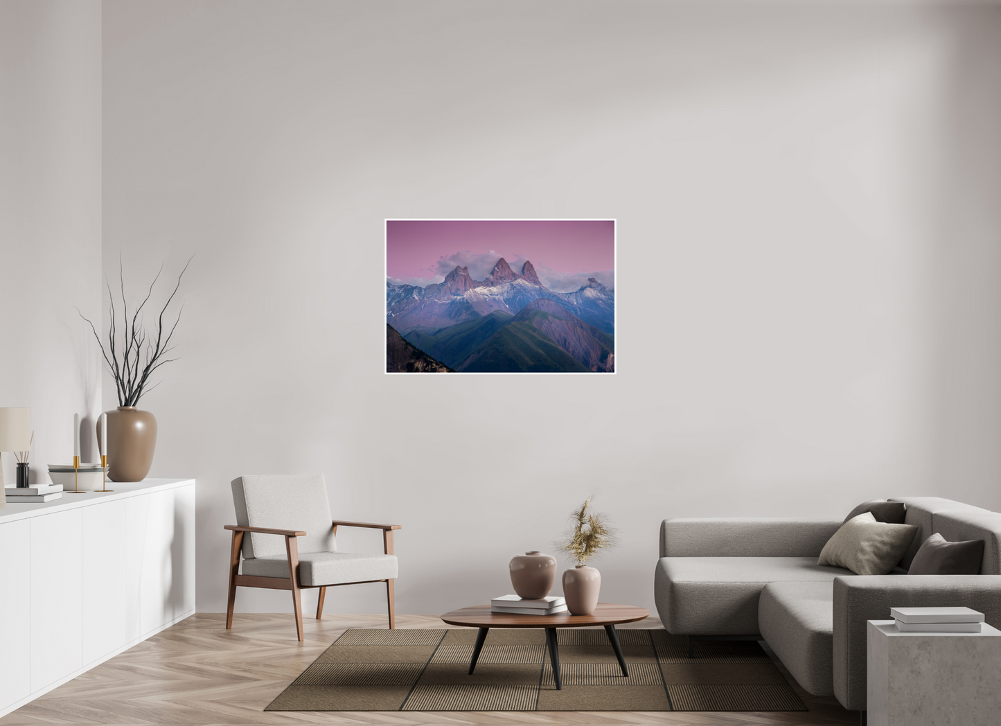 Photographie d'art capturant les Aiguilles d'Arves entre la fin du jour et le début de la nuit, en Savoie.