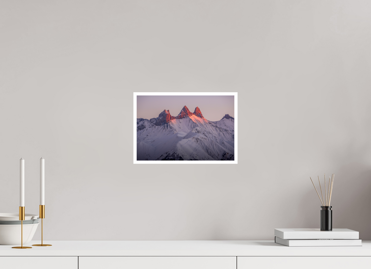 Tirage d’art Aiguilles d’Arves, lumière dorée sur les Alpes en Maurienne.