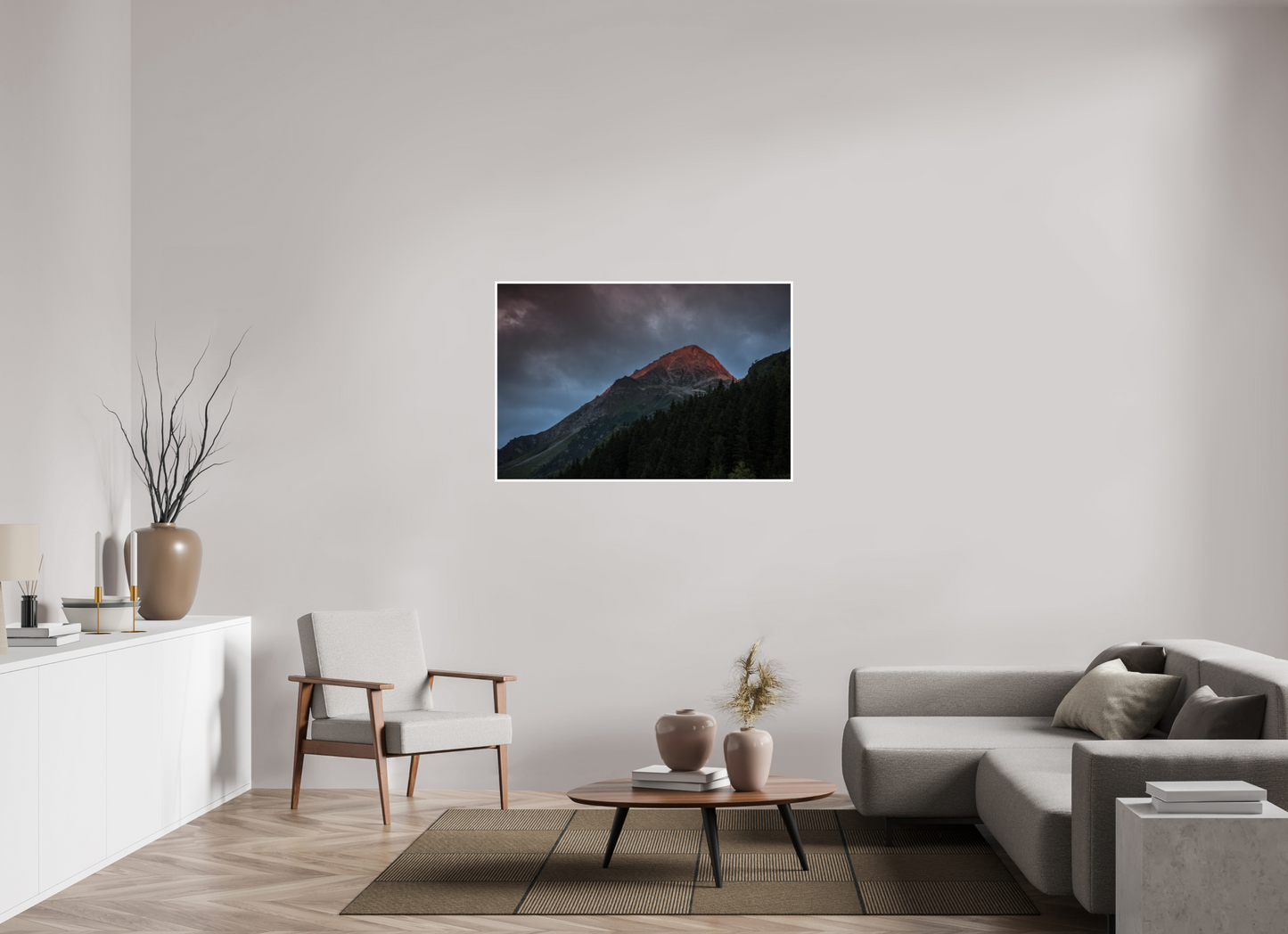 Photographie d'art d'un coucher de soleil sur les Alpes françaises vue depuis la vallée de Champagny le haut